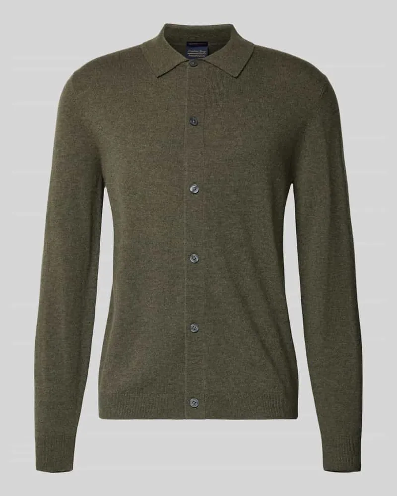 Christian Berg Strickjacke aus Baumwoll-Kaschmir-Mix Oliv
