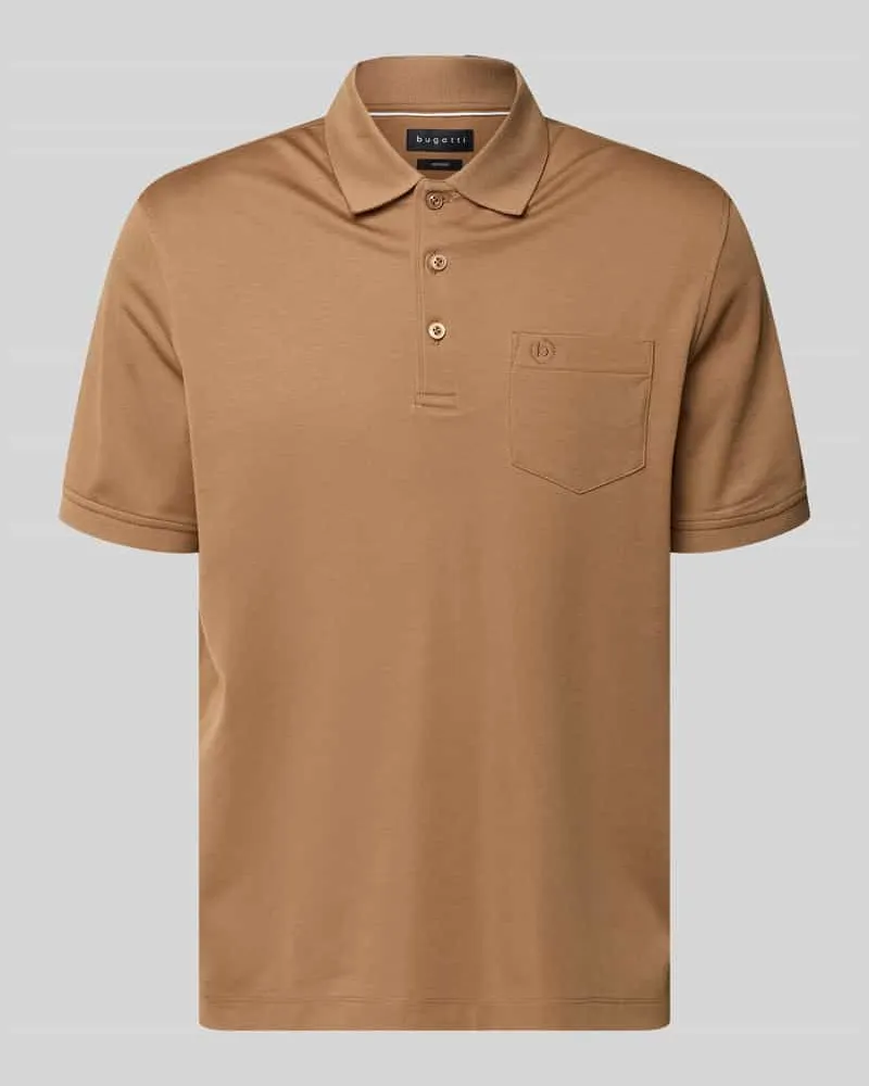 Bugatti Regular Fit Poloshirt mit Brusttasche und Label-Stitching Hazel