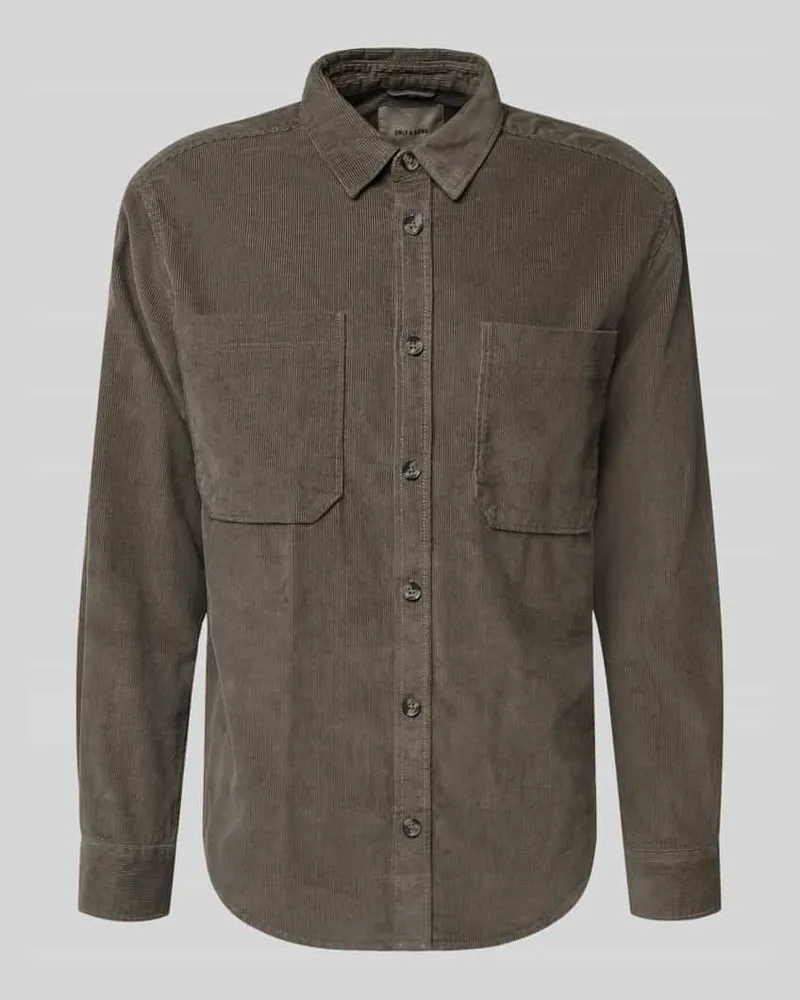 Only & Sons Loose Fit Freizeithemd aus reiner Baumwolle Modell 'ALP Hellgrau