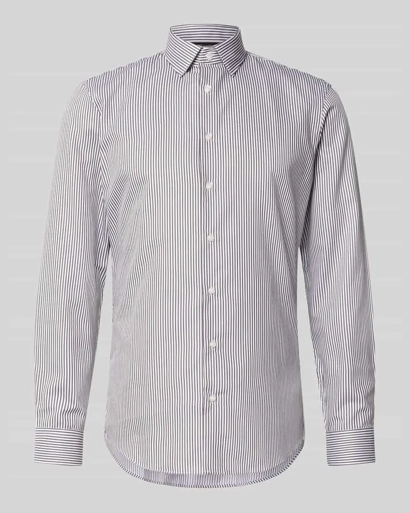JAKE*S Slim Fit Business-Hemd mit Kentkragen Dunkelbraun