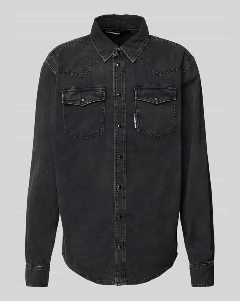 Karl Lagerfeld Regular Fit Jeanshemd mit Label-Detail 