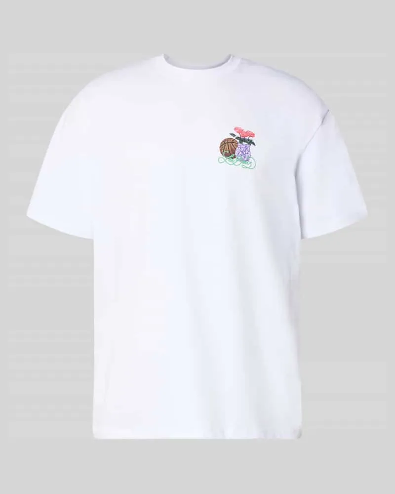 LES DEUX T-Shirt mit Label-Print und Rundhalsausschnitt Weiss