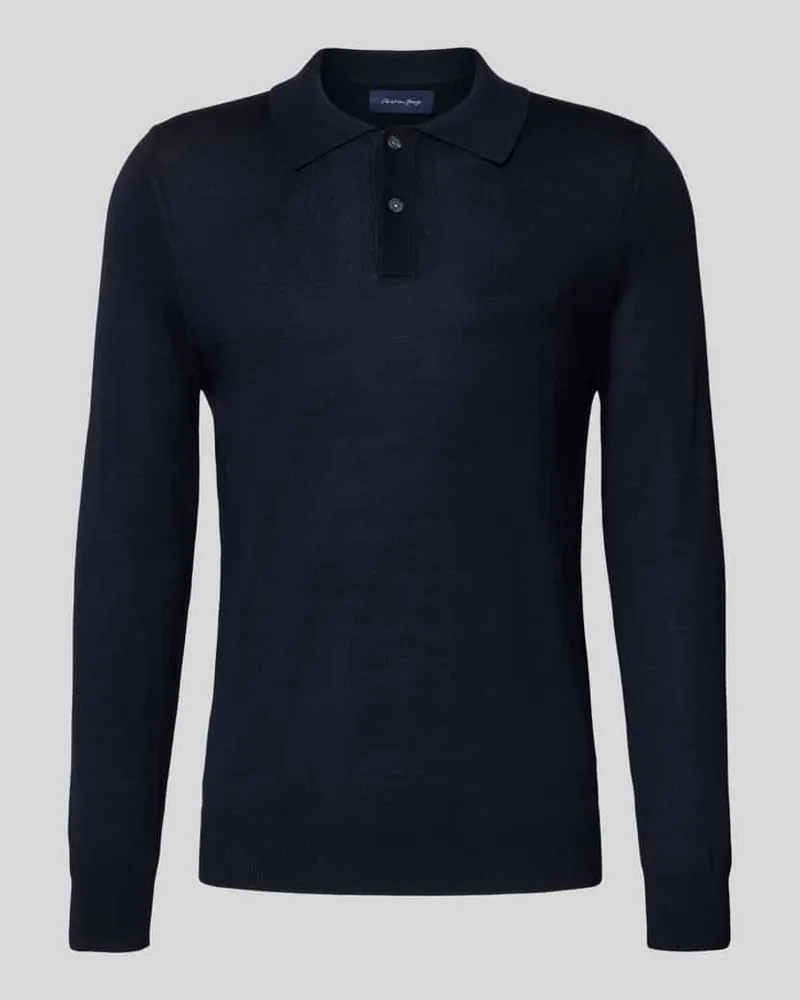 Christian Berg Strickpullover aus Merino-Mix mit Polokragen 