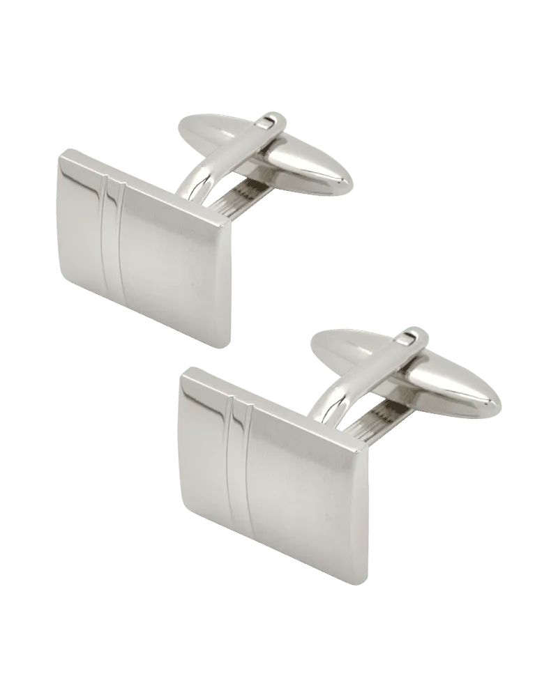 Lindenmann Manschettenknöpfe mit matter Oberfläche Silber