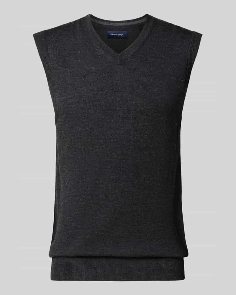 Christian Berg Slim Fit Pullunder aus Baumwoll-Mix mit V-Ausschnitt Anthrazit