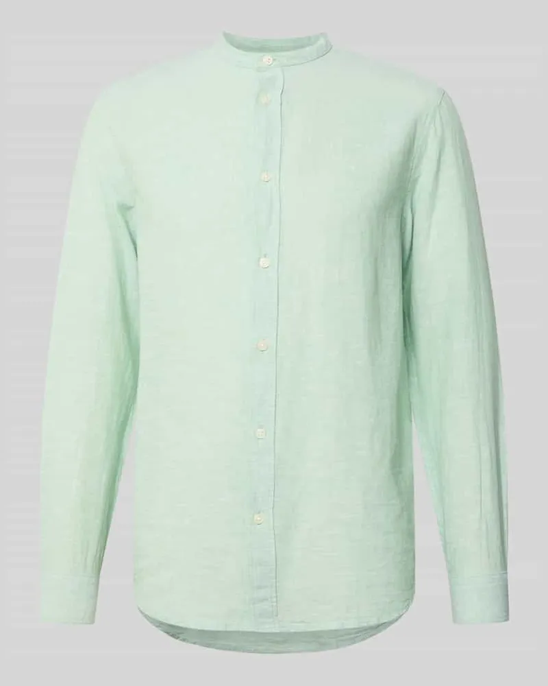 Only & Sons Slim Fit Freizeithemd aus Baumwoll-Leinen-Mix Modell 'CAIDEN Mint