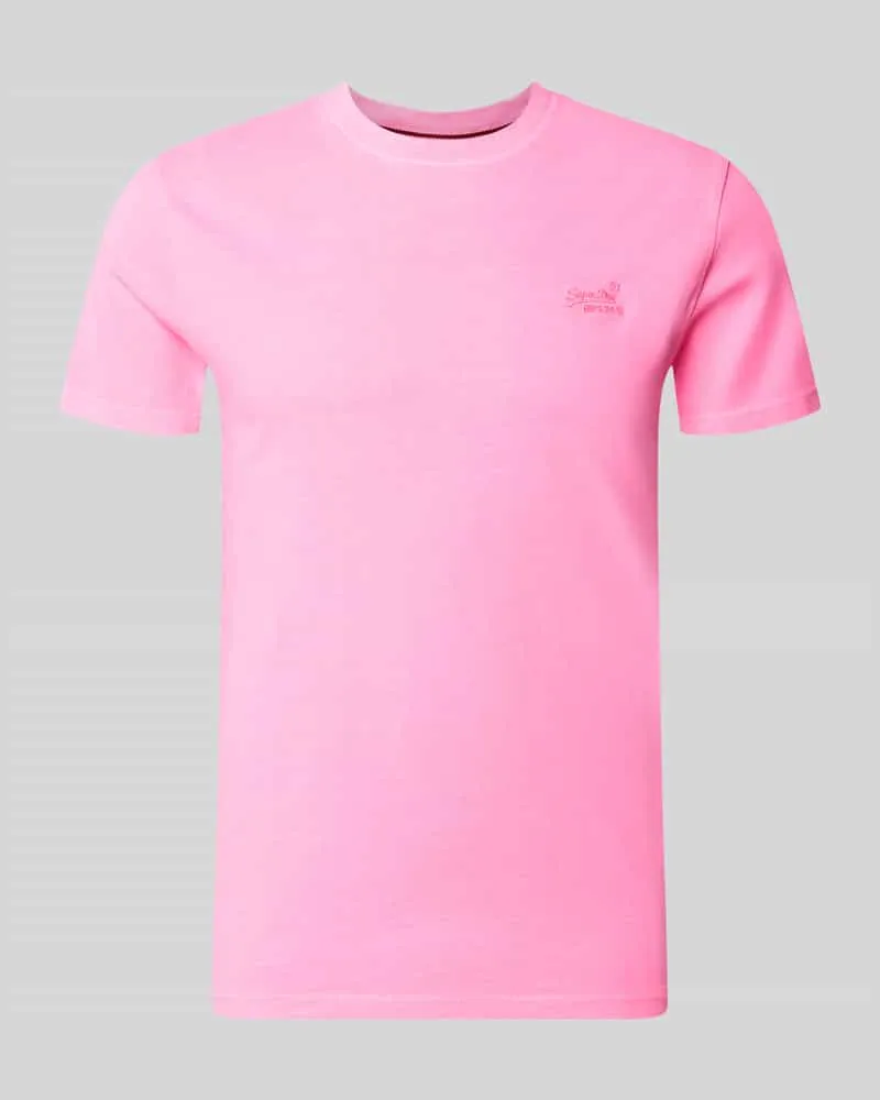 Superdry. T-Shirt mit Rundhalsausschnitt und Label-Stitching Pink