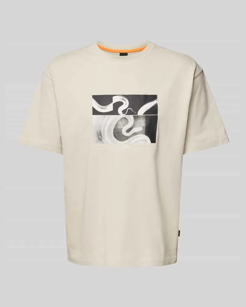 HUGO BOSS T-Shirt mit Label-Print Modell 'Barragan Beige