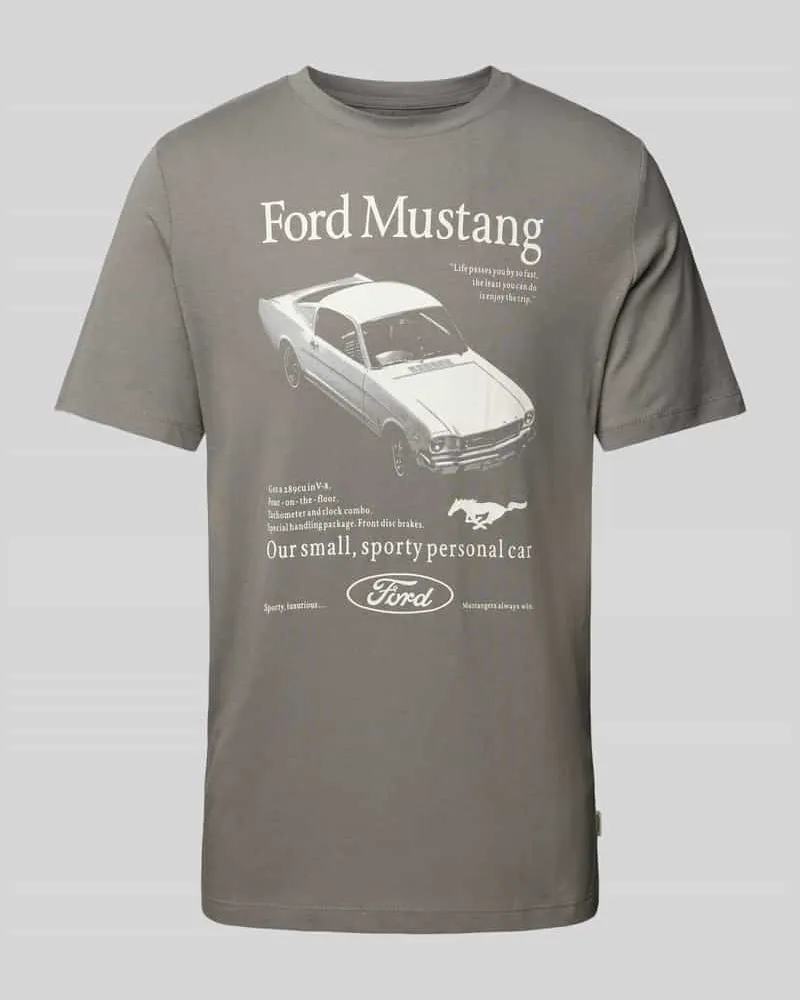 S.Oliver Regular Fit T-Shirt aus reiner Baumwolle mit Ford®-Print Mittelgrau
