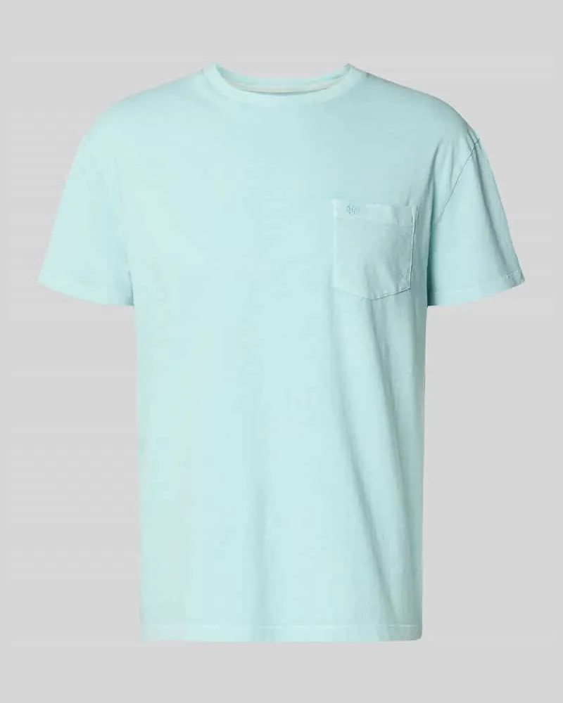 Superdry. T-Shirt aus Baumwoll-Leinen-Mix mit Brusttasche Koralle