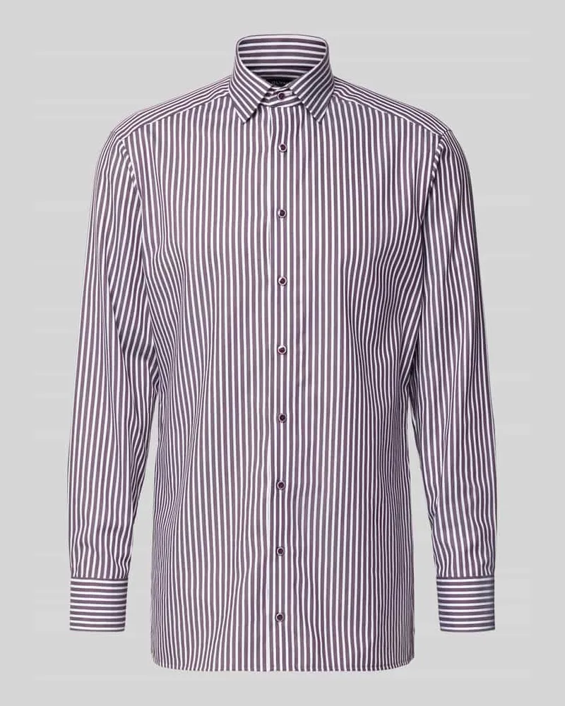 Olymp Regular Fit Businesshemd aus reiner Baumwolle mit Kentkragen Aubergine