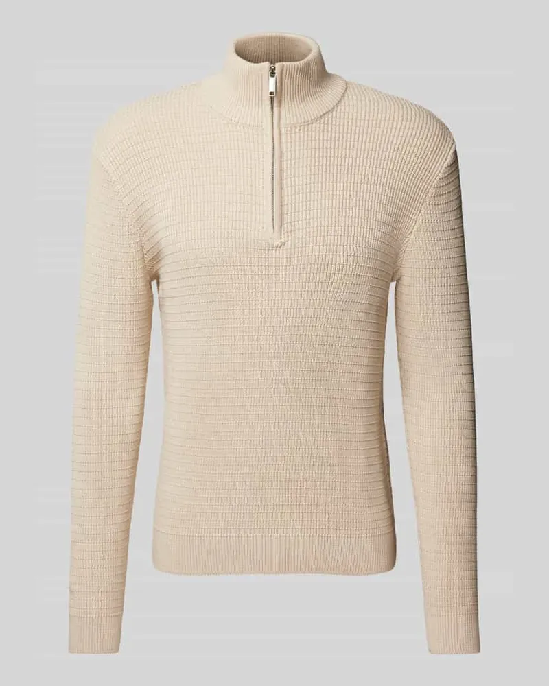 Selected Homme Strickpullover mit Stehkragen Modell 'THEO Offwhite