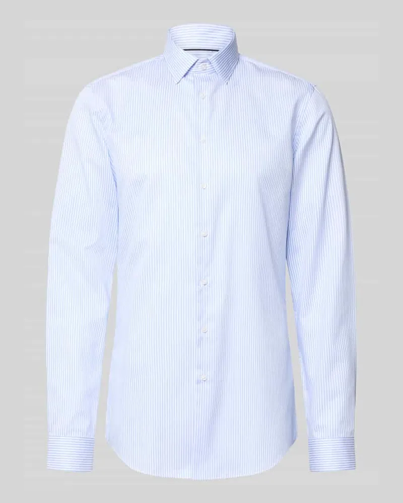 JAKE*S Slim Fit Business-Hemd mit Kentkragen mit extra langem Arm Bleu