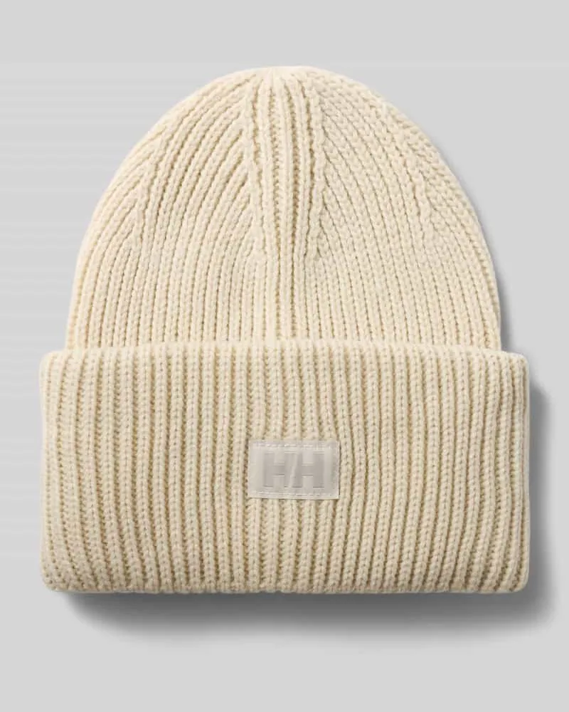 Helly Hansen Beanie in Strick-Optik mit Logo-Patch Ecru