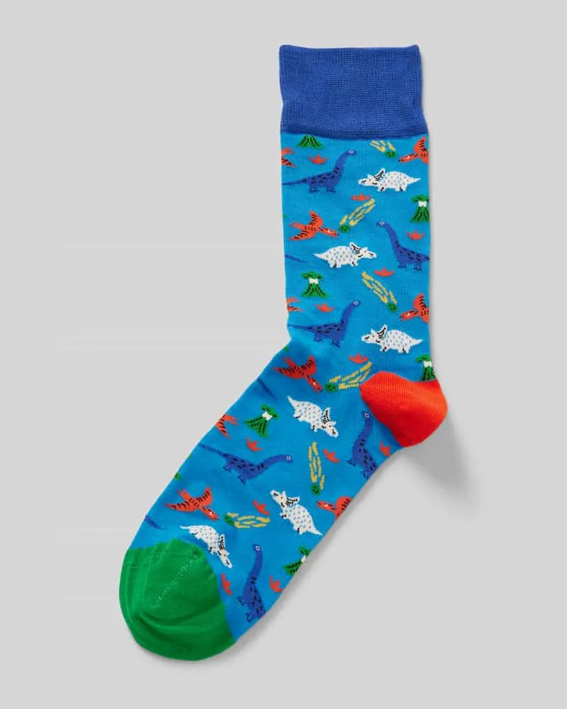 DillySocks Socken mit Motiv-Stitching Modell 'Dinosaurs Superstars Hellblau