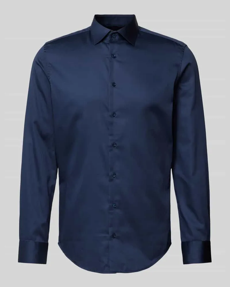 Seidensticker Slim Fit Businesshemd aus Satin Marine