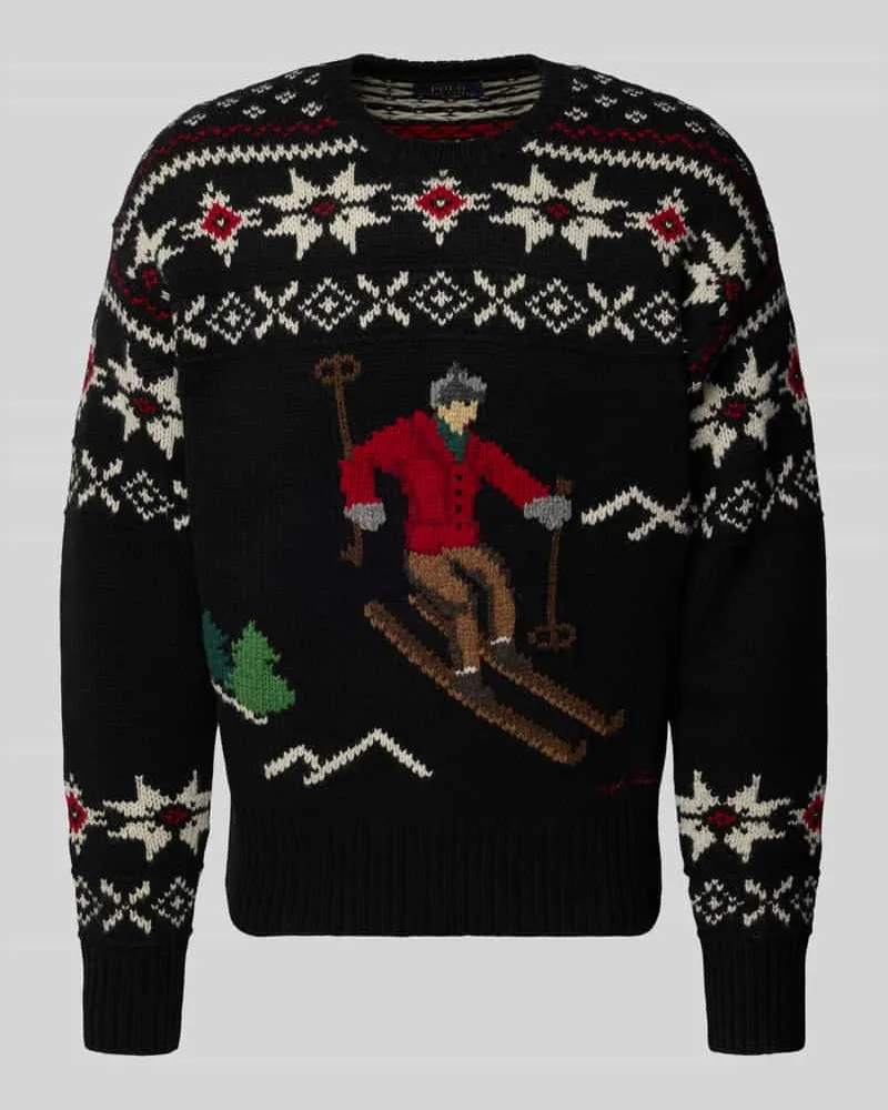 Ralph Lauren Strickpullover mit Motiv-Print Black