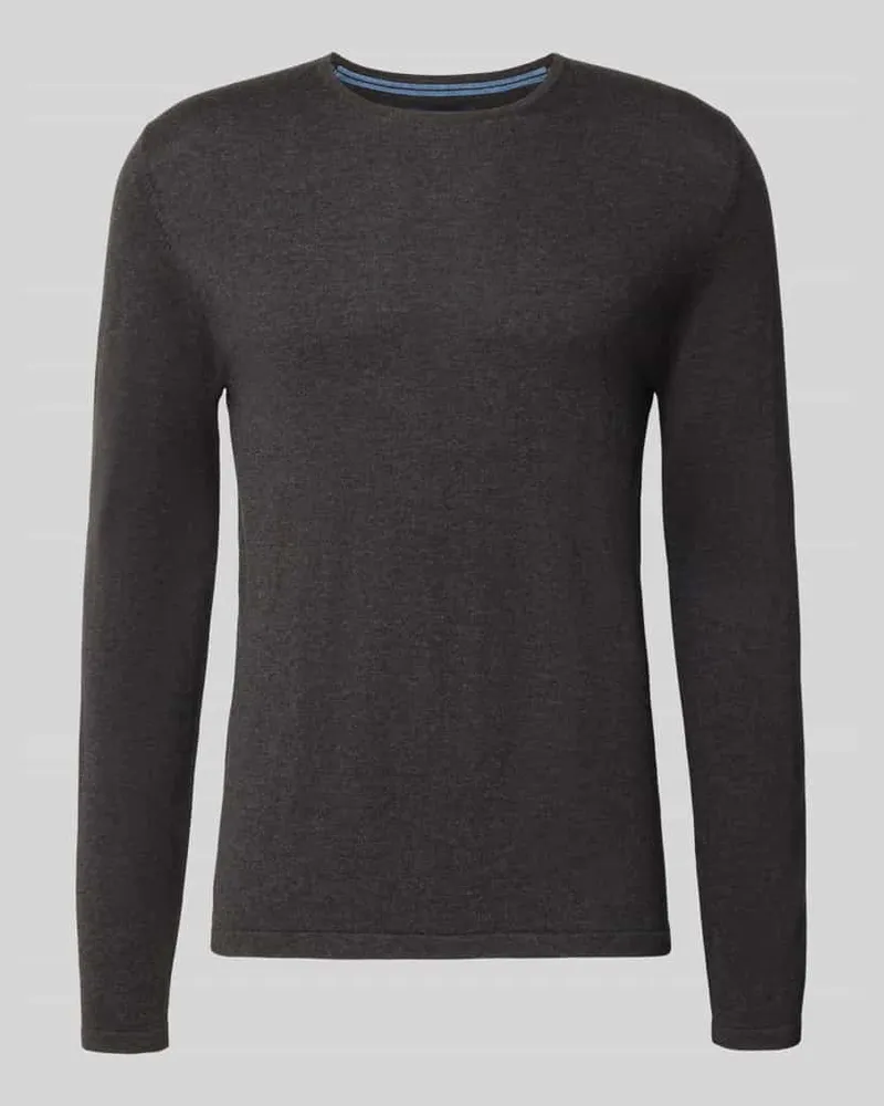 Christian Berg Strickpullover aus Baumwolle mit Rundhalsausschnitt Dunkelgrau