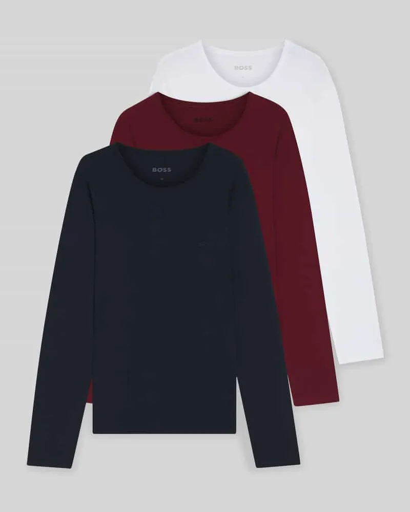 HUGO BOSS Regular Fit Langarmshirt aus reiner Baumwolle im 3er-Pack 
