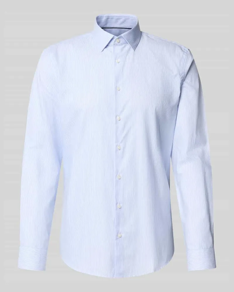 JAKE*S Slim Fit Business-Hemd mit Knopfleiste Bleu