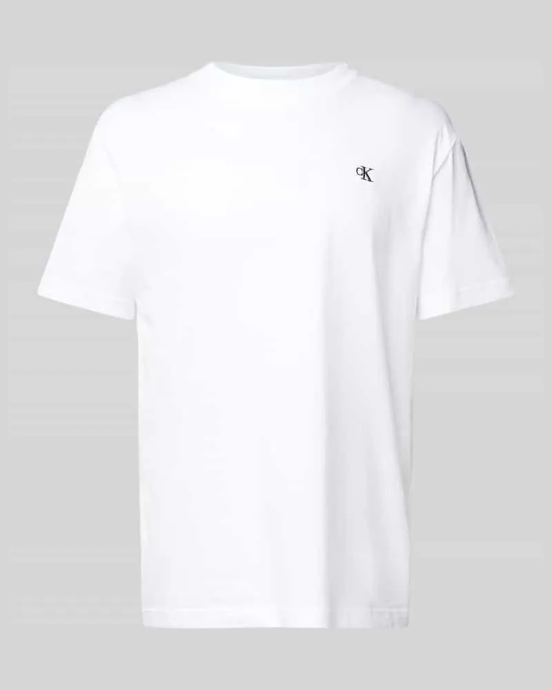 Calvin Klein T-Shirt mit geripptem Rundhalsausschnitt Weiss