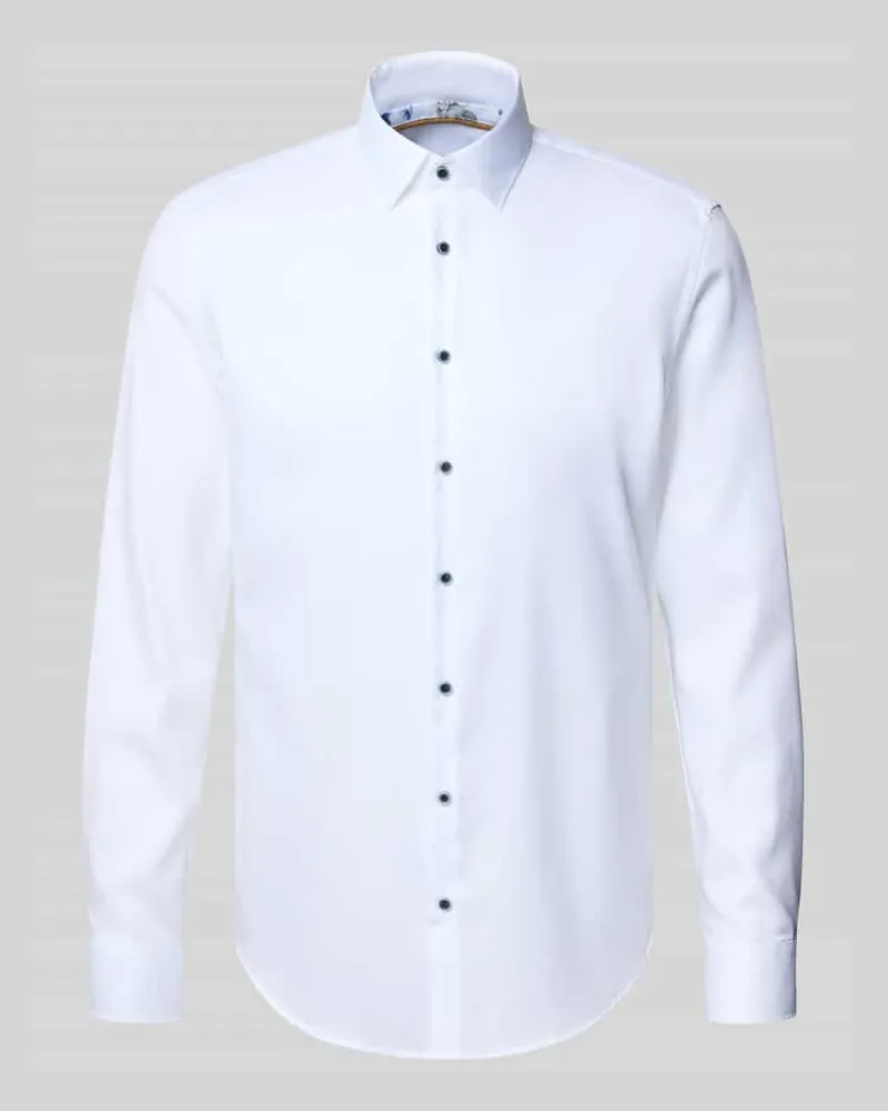 JAKE*S Slim Fit Business-Hemd aus reiner Baumwolle mit Kentkragen 