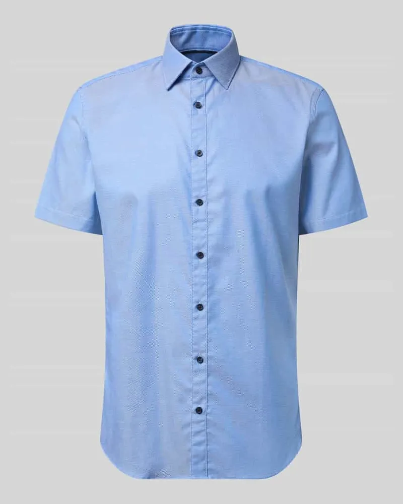 JAKE*S Slim Fit Business-Hemd aus Baumwolle mit Kentkragen Royal