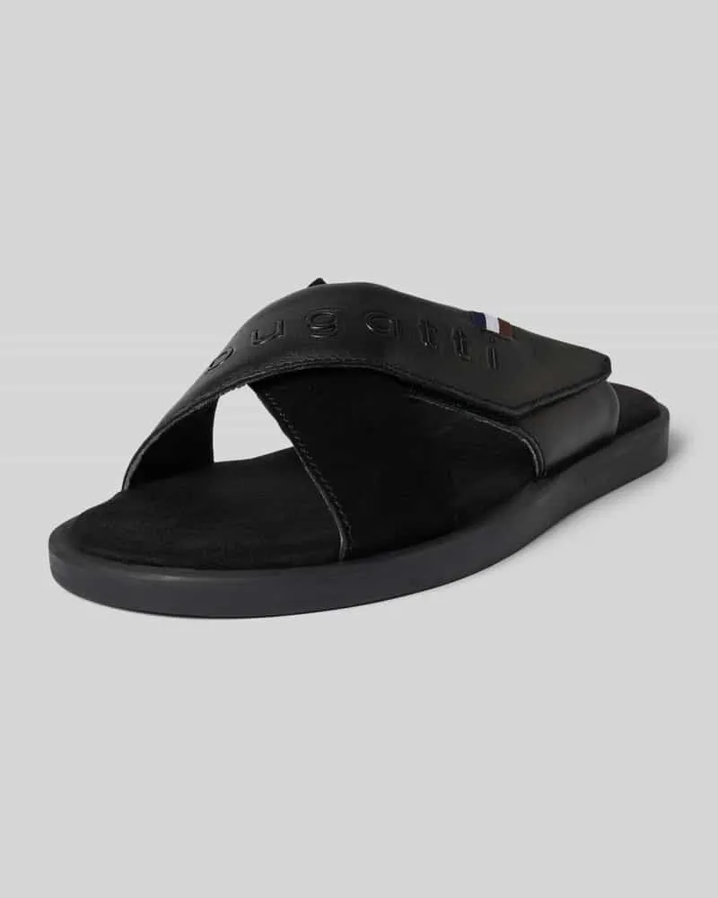 Bugatti Lederslides mit Label-Schriftzug Modell 'Derek 