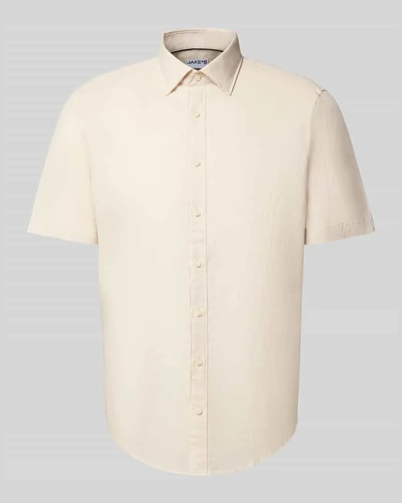 JAKE*S Slim Fit Leinenhemd mit Knopfleiste 