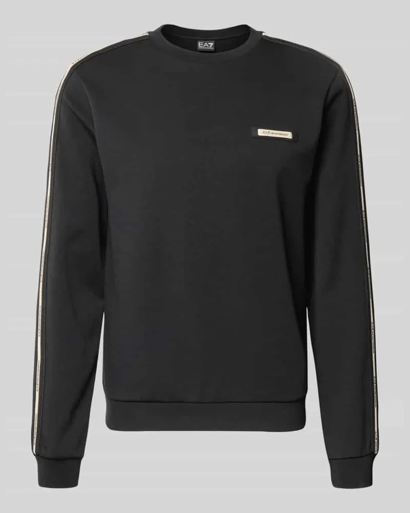 EA7 Sweatshirt mit Label-Details und Rundhalsausschnitt Black