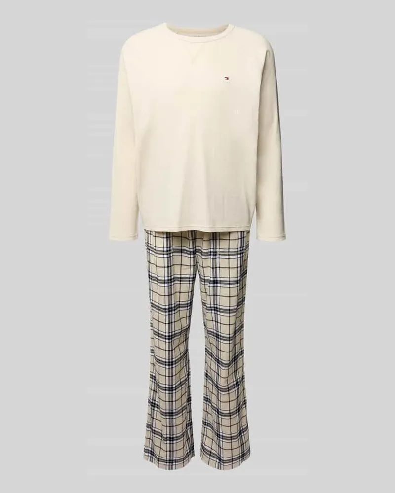 Tommy Hilfiger Regular Fit Pyjama-Set aus Baumwoll-Mix Offwhite