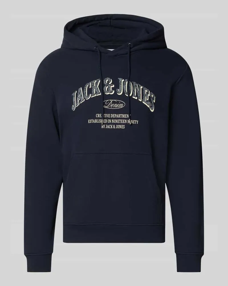 Jack & Jones Regular Fit Hoodie aus Baumwoll-Mix Modell 'Denver Dunkelblau