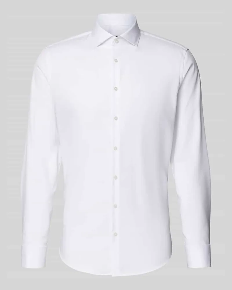 JAKE*S Slim Fit Businesshemd aus Twill Weiss