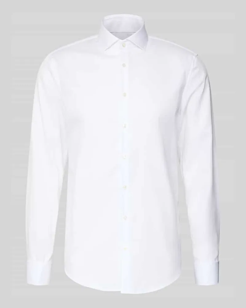 JAKE*S Slim Fit Businesshemd aus Twill Weiss