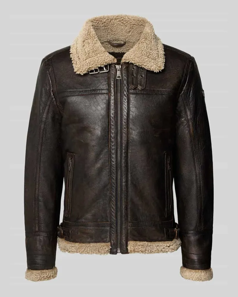 Mauritius Regular Fit Jacke in Leder-Optik Modell 'Airforce Black