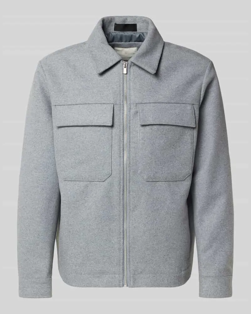 Jack & Jones Hemdjacke mit Brusttaschen Modell 'RUSSEL Hellgrau