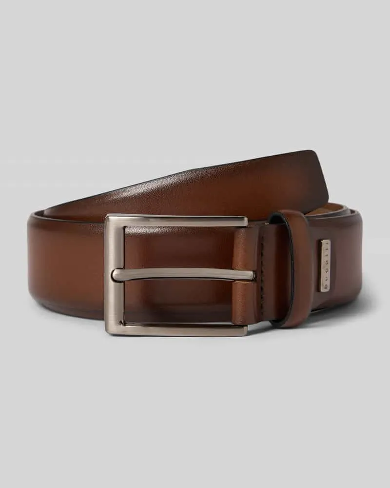 Bugatti Ledergürtel mit Dornschließe Mittelbraun