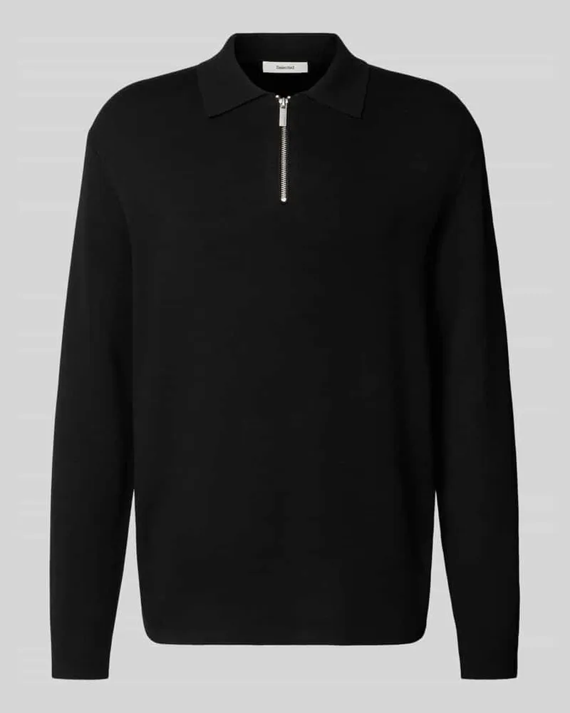 Selected Homme Relaxed Fit Strickpullover aus Viskose-Mix Modell 'TELLER Black