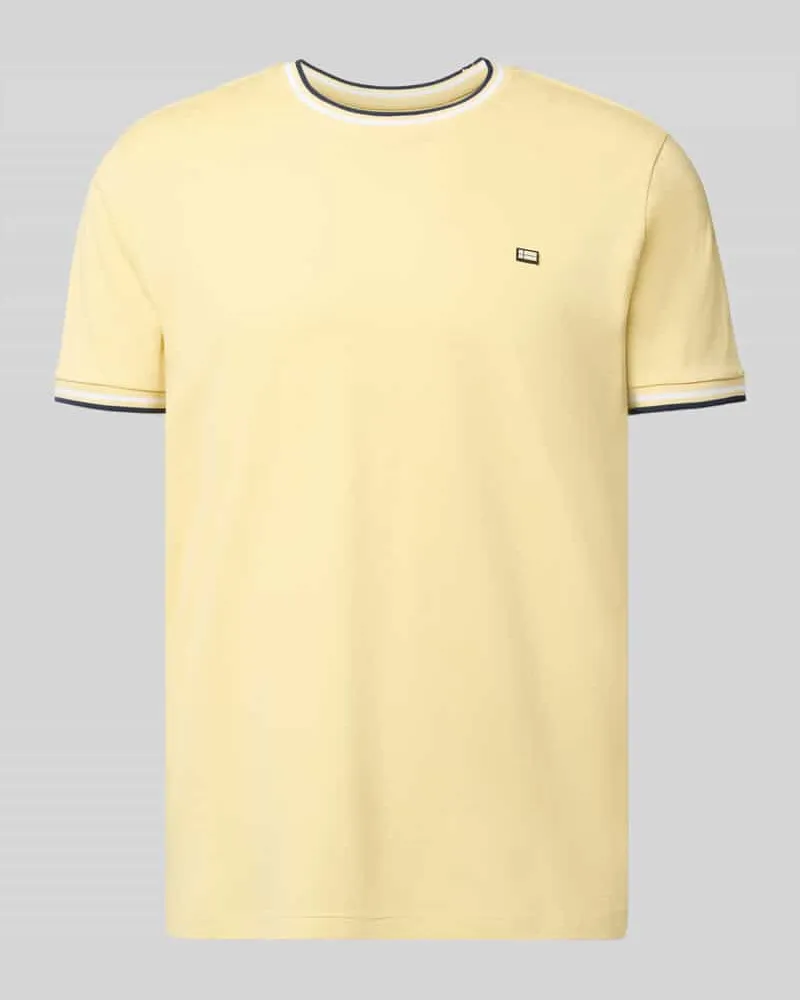 Christian Berg T-Shirt mit Kontraststreifen und Rundhalsausschnitt Hellgelb