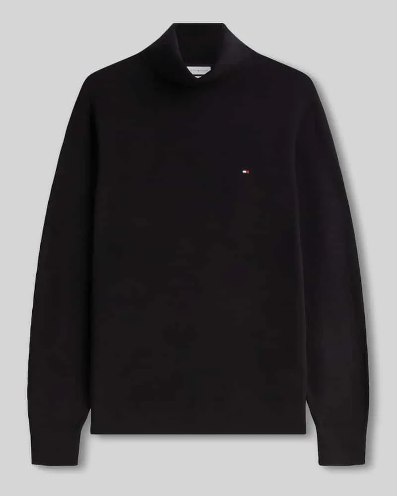 Tommy Hilfiger Regular Fit Rollkragenpullover aus Baumwoll-Kaschmir-Mix Black