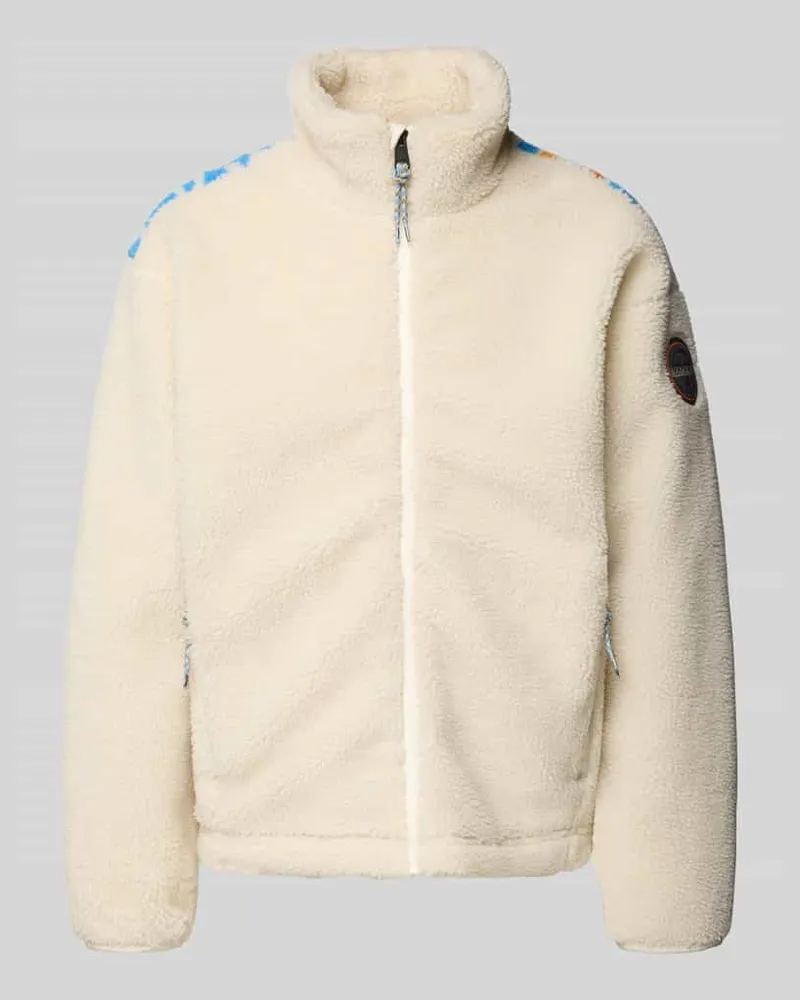 Napapijri Fleecejacke mit Stehkragen und Reißverschluss Modell 'T-FIEMME Offwhite