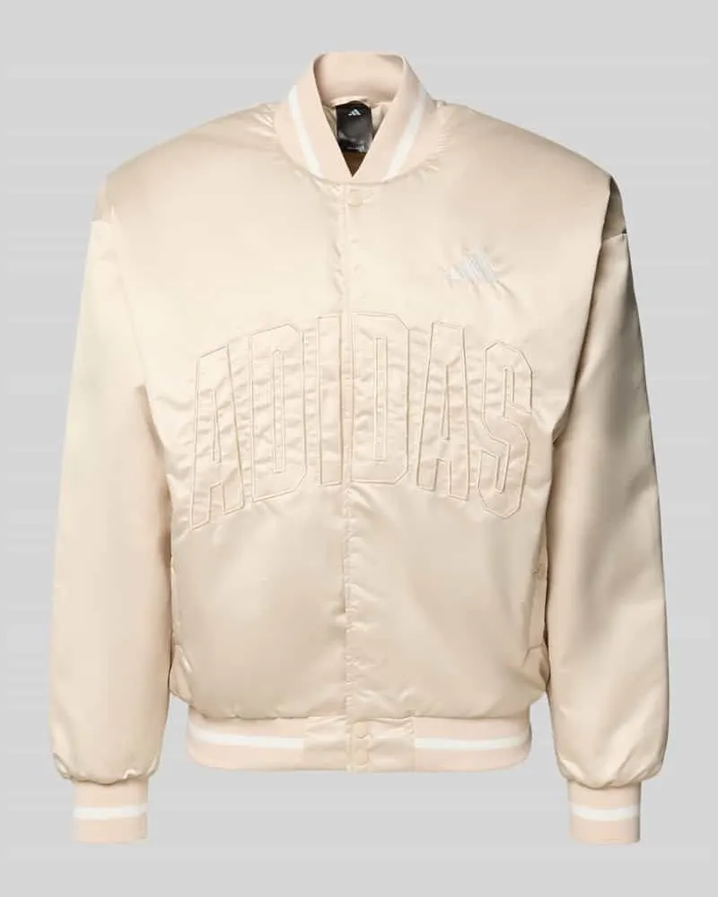 adidas Regular Fit Bomberjacke mit Stehkragen Beige
