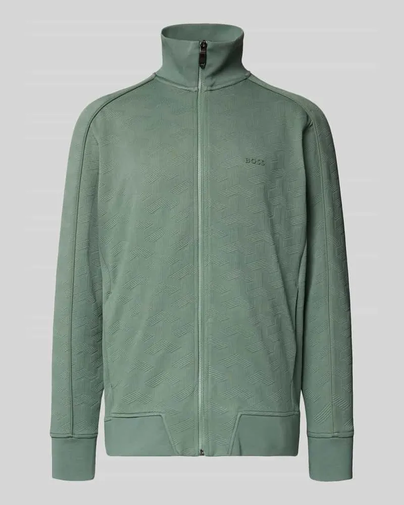 HUGO BOSS Regular Fit Sweatjacke mit Strukturmuster Modell 'MIRROR 