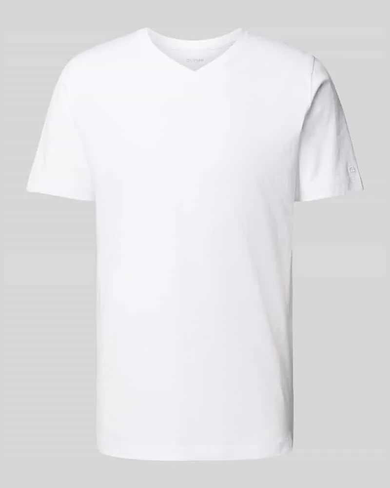 Olymp T-Shirt mit geripptem V-Ausschnitt im 2er-Pack 