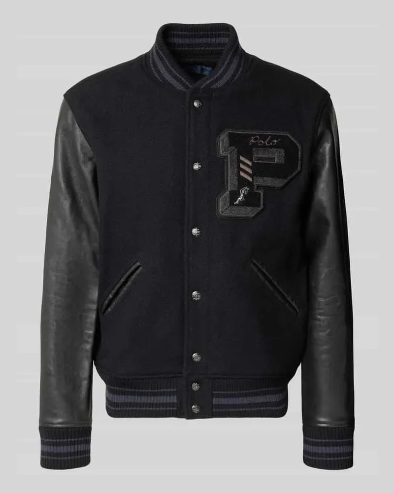 Ralph Lauren Regular Fit Jacke aus Kalbsleder-Mix Modell 'BROKEN Black