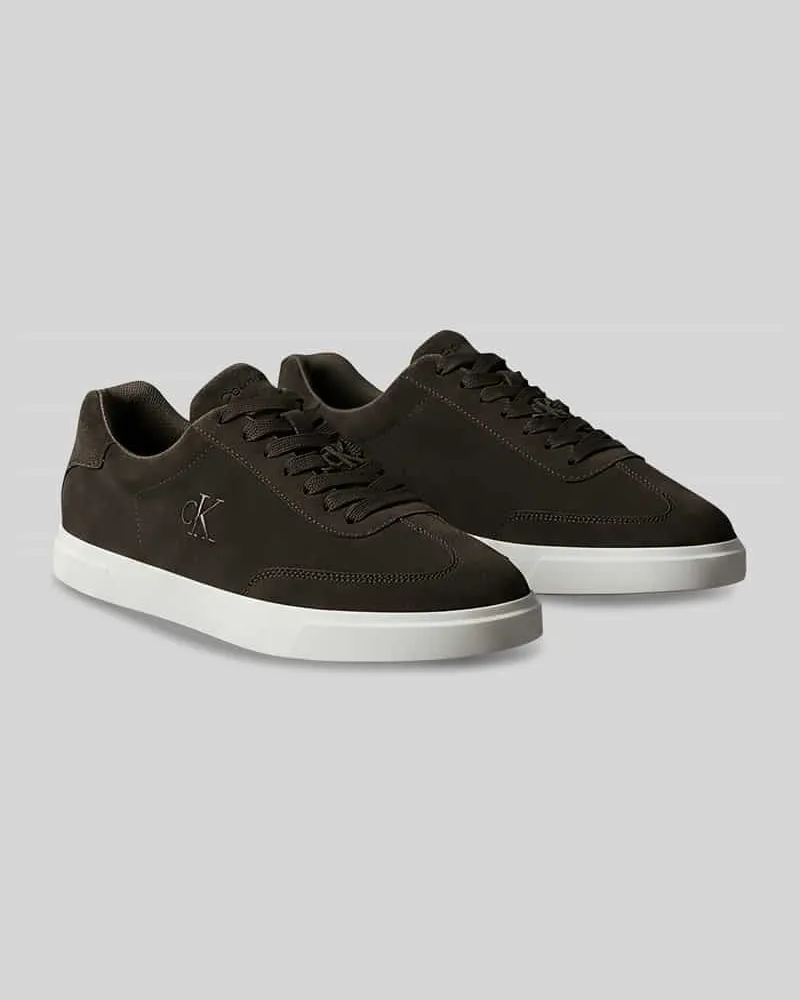Calvin Klein Sneaker aus echtem Rindsleder mit Logo-Details Dunkelbraun