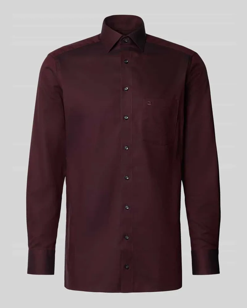 Olymp Modern Fit Business-Hemd mit Kentkragen Bordeaux