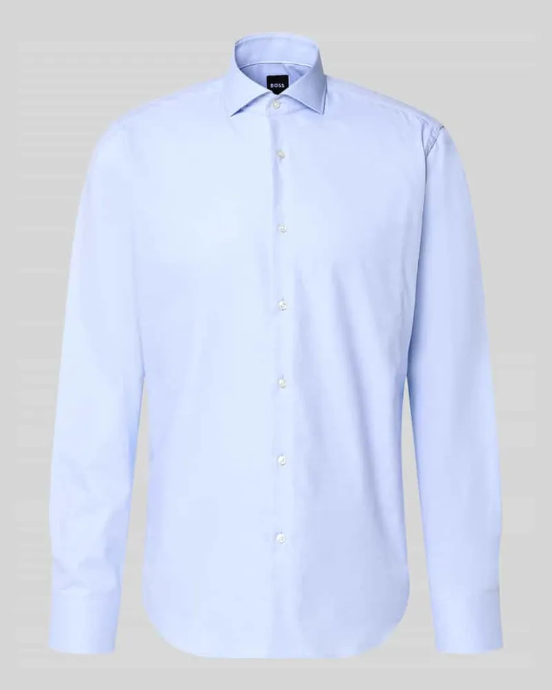 HUGO BOSS Regular Fit Businesshemd aus reiner Baumwolle Bleu