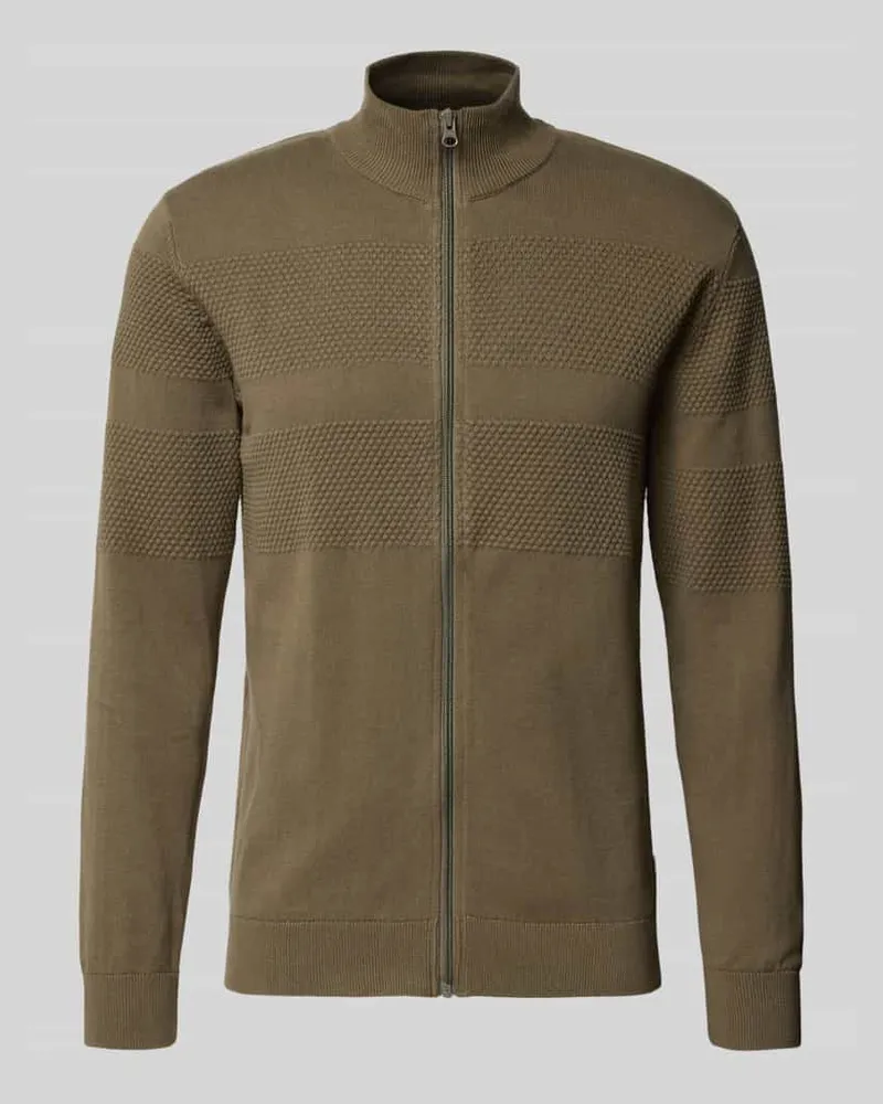 Lindbergh Cardigan mit Stehkragen und Reißverschluss Schlamm