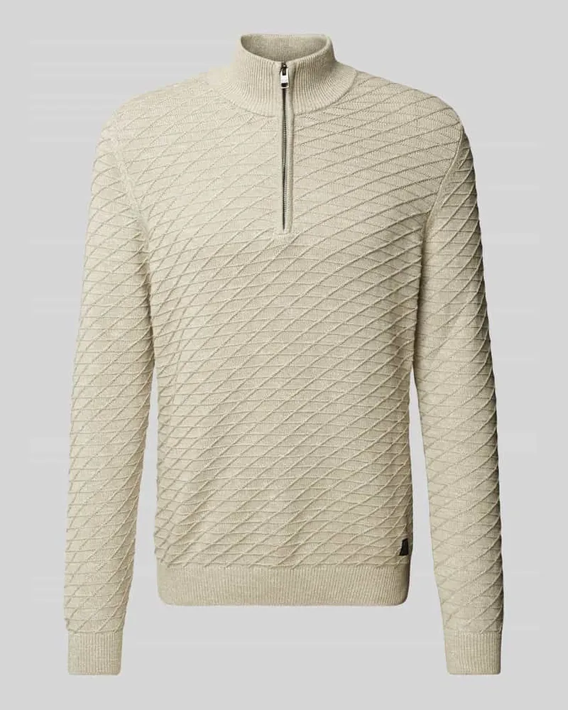 S.Oliver Regular Fit Pullover aus reiner Baumwolle mit Strukturmuster Sand